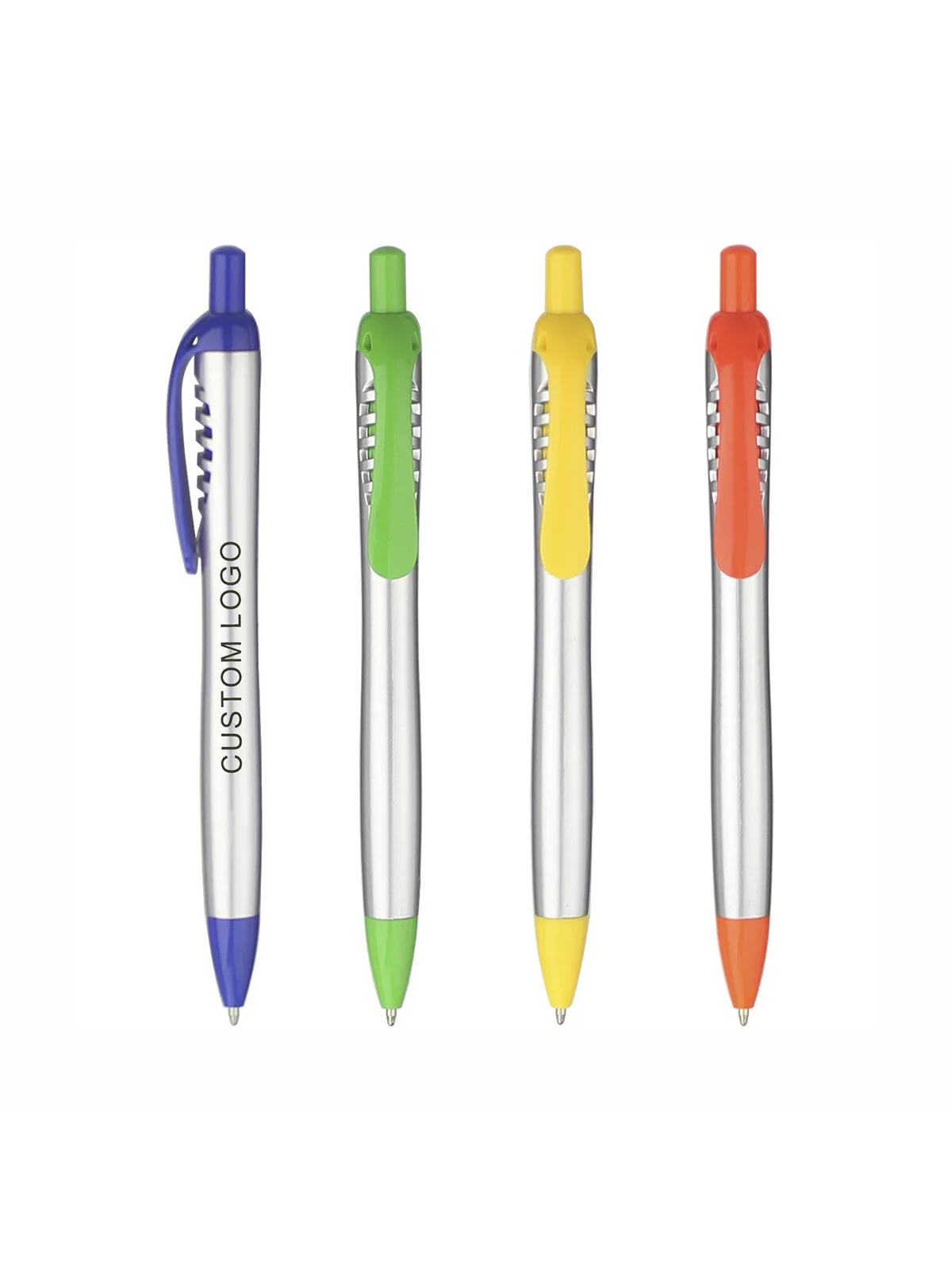 Silber Barrel Kunststoff Kugelschreiber Personalisierte Werbe Kugelschreiber Individuelles Stift Logo Mark Geschenk Stifte Hochzeit Customized Giveaway Image