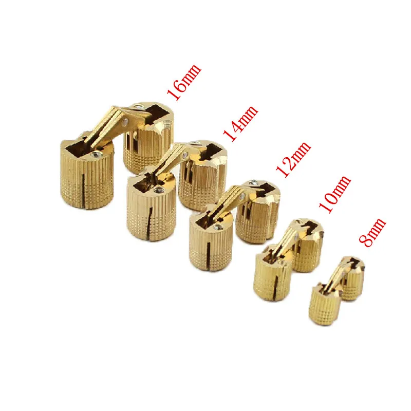 4PCS 8mm-16mm Kupfer Barrel Scharniere Zylindrische Versteckte Schrank Verdeckte Unsichtbare Messing Tür Scharniere Für möbel Hardware Image