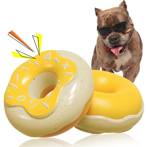 Großer Hund Quietschen Kau spielzeug Donuts Stil cremigen Duft schwimmfähig auf Wasser training
