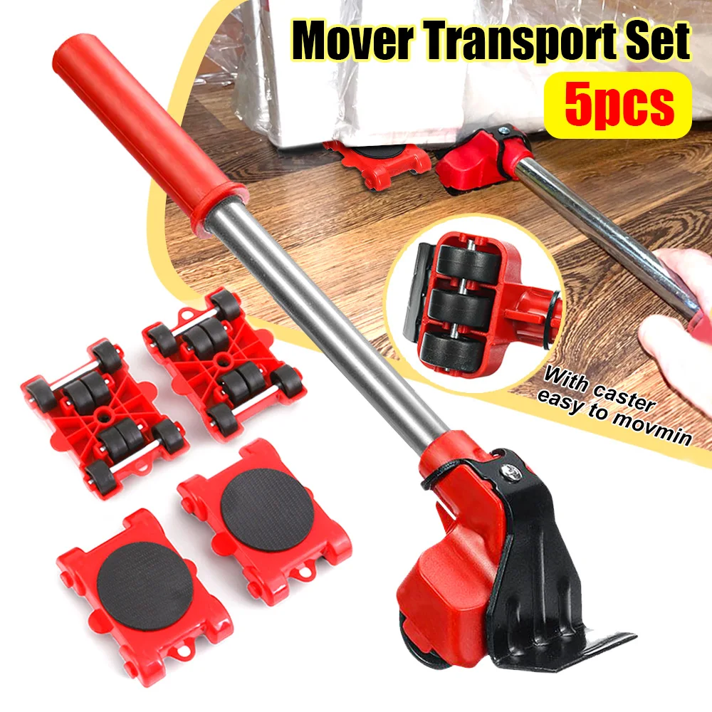 5 Teile/satz Heavy Duty Möbel Heber Mover Roller mit Rad Bar Moving Gerät Hebe Helfer Möbel Moving Transport Werkzeug