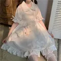 QWEconvex-Robe Lolita Blanche Kawaii pour Bol Robe de Princesse Douce Dégradé Col Claudine Style