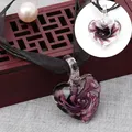 Collier pendentif en verre Murano chaîne fleurs cœur