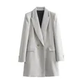 UNIZERA-Manteau Long à Double Boutonnage pour Femme Coupe Cintrée Style à la Mode Nouvelle