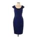 Adrianna Papell Casual Dress - Sheath: Blue Damask Dresses - Women's Size 4