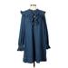 Draper James Casual Dress - Shirtdress: Blue Dresses - Women's Size Small