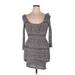 Free People Casual Dress - Sweater Dress: Gray Tweed Dresses - Women's Size Large