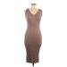 Pink Rose Casual Dress - Bodycon: Brown Dresses - New - Women's Size Large