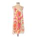 Newbury Kustom Casual Dress: Orange Floral Motif Dresses - Women's Size Small