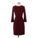 Express Casual Dress - Sheath: Burgundy Solid Dresses - Women's Size Small