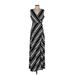 Nina Leonard Casual Dress - Wrap: Black Zebra Print Dresses - Women's Size Small