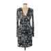 Jennifer Lopez Casual Dress - Wrap: Blue Baroque Print Dresses - Women's Size Medium