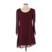 Speechless Casual Dress - A-Line: Burgundy Solid Dresses - Women's Size Small