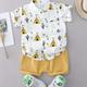 Cute Summer Outfit For Boys: 2pcs Cartoon Print Short Sleeve Shirt & Elastic Waist Shorts Set