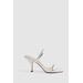 Emery Double Strap Heels - Silver Leather Plain - White - Reiss Heels