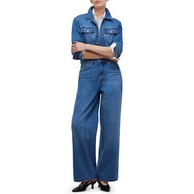 Long Sleeve Wide Leg Denim Coverall Jumpsuit