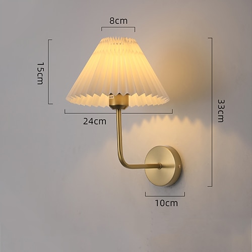 Lightinthebox Wandleuchten, 1 Stück, weißer Stoff-Lampenschirm, goldene Wandleuchte, Säulenhalterung, Wandbeleuchtung, Badezimmer, Kommode, festverdrahtete Lampe, anwendbar für Wohnzimmer, Image