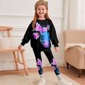 Mädchen 3D Schmetterling Sweatshirt und Leggings Set Langarm 3D-Druck Herbst Winter Aktiv Modisch Täglich Polyester kinderkleidung 3-12 Jahre Rundhalsausschnitt Outdoor Verabredung Urlaub Regular Fit