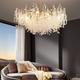 Crystal Chandelier 6 lamps 23.5 in/ 8 lamps 31.2 in Modern Gold Chandelier Lighting Branches Restaurant Raindrop Chandelier Hanging Lamps AC110V AC220V