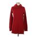 Adrienne Vittadini Casual Dress - Sweater Dress: Burgundy Dresses - Women's Size Medium