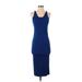 Zara Casual Dress - Bodycon: Blue Solid Dresses - Women's Size Small