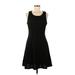 Mossimo Casual Dress - Fit & Flare: Black Solid Dresses - Women's Size Medium