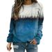 iOPQO hoodies for women Women Color Trees Print Loose Pullover Tops Round Neck Casual T Shirt Long Sleeve Sweatshirt Women s Hoodless Sweatshirt Blue M