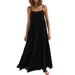 knqrhpse Sundresses for Women For Women Casual Dress Women Summer Casual Loose Dress Spaghetti Strap Beach Cover Up Long Cami Maxi Dresses Womens Dresses Black Dress S