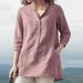 PIKADINGNIS Bohemian Large Size M-5XL Pure Cotton Blouses Women Casual Loose Stand Collar Woman Shirts Pink Blue Gray Pullover Top