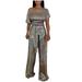 iOPQO jumpsuits for women Women s Banquet Evening Dress Elegant Off Shoulder Colorful Bright Jumpsuit Women s Jumpsuit Gold XL