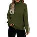 iOPQO sweaters for women Women Turtleneck Sweaters Long Sleeve Casual Oversized Chunky Pullover Sweater Knit Tops Women s Pullover Sweater Green S