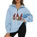 Aayomet Sweatshirt For Women Graphic Women Casual Full Zip Up Plush Hoodie Comfy Loose Solid Sweatshirt Long Sleeve Jacket with Pockets Sky Blue XXL