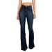Sehao flare jeans for women Jeans Pants Polyester High Waist Button Daily Woman women pants Dark Blue M