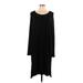 Eileen Fisher Casual Dress - Sweater Dress Crew Neck Long sleeves: Black Solid Dresses - Women's Size Large