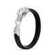 John Hardy Men's Sterling Silver Legends Naga Bracelet with Braided Black Leather and Sapphire Eyes