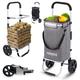 AREBOS 3in1 shopping trolley | trolley large 56 L| shopping trolley with cooler compartment | shopping bag with wheels | foldable shopper | grey