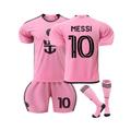 (26, PINK 10B) 2024 Boys Girls Football Jersey Suit Miami Home MESSI 10# SUAREZ 9# Kids Sports Fans soccer Jersey set