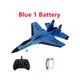 (Blue) RC Plane SU-35 With LED Lights Remote Control Flying Model Glider Aircraft 2.4G Fighter Hobby Airplane EPP Foam Toys Kids Gift