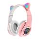 (Pink) Wireless Cat Ear Headphones Bluetooth Headset LED Lights Earphone For Kids Gift