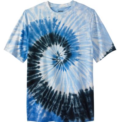 Men's Big & Tall Lightweight Tie-Dye Crewneck Tee by KingSize in Cool Blue Tie Dye (Size 9XL)