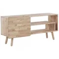 Beliani Rubberwood Tv Stand Light Wood Westfield