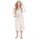 Monhouse Womens Dressing Gown - Soft & Cosy Long Bathrobe - Ladies Flannel Luxury Housecoat - Fluffy Spa Robe - Cream - Uk 20-22