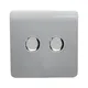 Trendiswitch Trendi Switch 2 Gang 1 Or 2 Way 150W Rotary Led Dimmer Light Switch In Platinum Silver