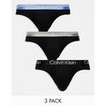 Calvin Klein modern cotton stretch briefs 3 pack in black with coloured waistband