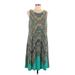 Monroe and Main Casual Dress - A-Line: Teal Graphic Dresses - Women's Size Large