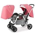 Twins Baby Stroller Pushchair for Infant and Toddler, Double Baby Stroller for Newborn Can Sit Lie Detachable Carriage Folding Prams Trolley Strollers with Mosquito Net (Color : Pink)