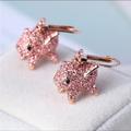 Kate Spade Jewelry | New Kate Spade Pig New York Rose Gold Imagination Pave Pig Glitter Earrings | Color: Pink | Size: Os