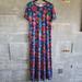 Lularoe Dresses | Lularoe Womens Dress Small Maria Maxi Round Neck Short Sleeve Floral Bright | Color: Blue | Size: S