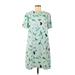 Ann Taylor Casual Dress - Shift: Green Floral Motif Dresses - Women's Size 8