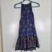 Free People Dresses | Free People Lyla Swing Flowy Mini Dress In Navy Combo Women’s Size L | Color: Blue | Size: L