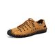 IJNHYTG Sandal Men's Sandals，Comfortable Soft Sole Outdoor Casual Leather Shoes, Low Cut Hollow Sandals, Lace-up Handmade Shoes，Size 38-48 (Color : Brown, Size : 8)